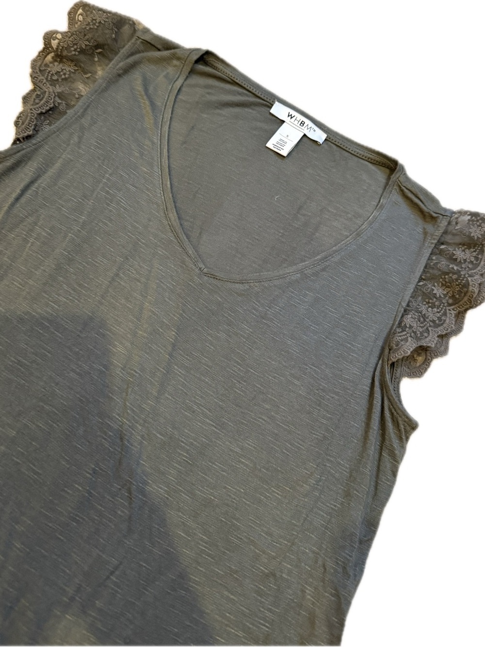 White House Black Market Olive Green V-Neck Top